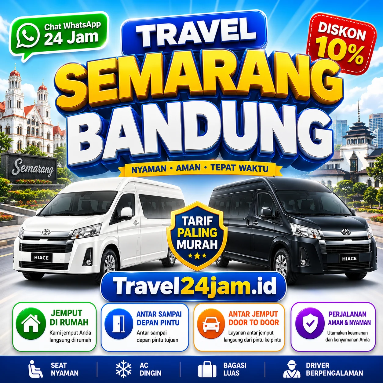 Tiket Travel Semarang Bandung Hiace Diskon 10% Langsung Gas Tanpa Ribet!