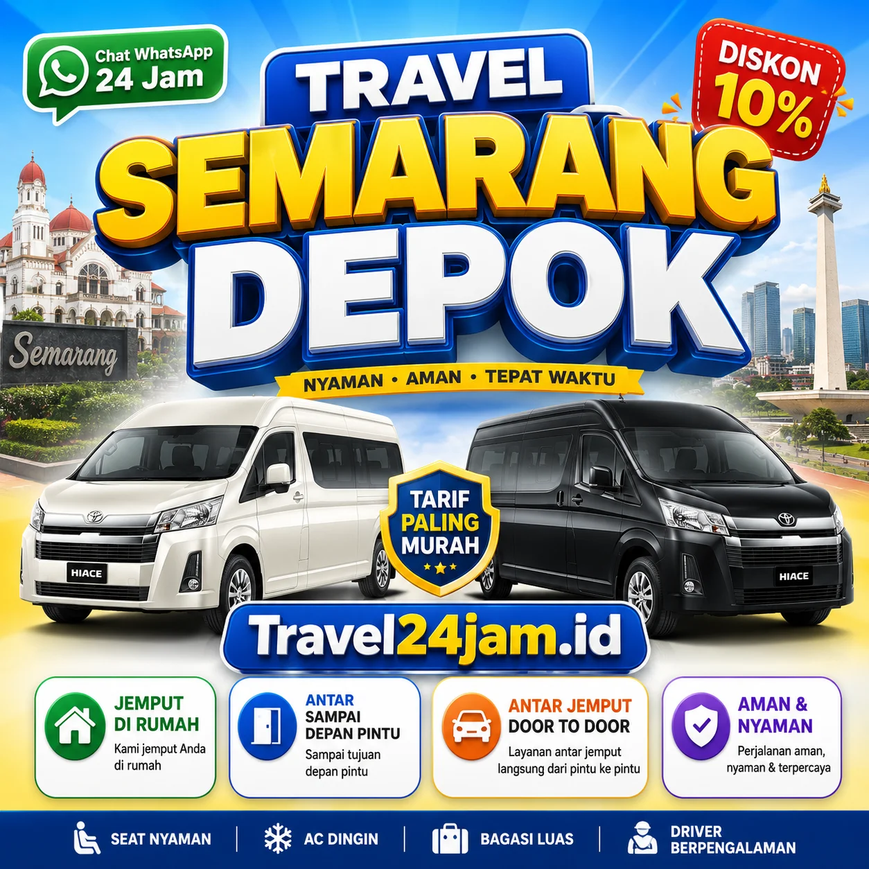 Tiket Travel Semarang Depok Diskon 10% Langsung Gas Tanpa Ribet!